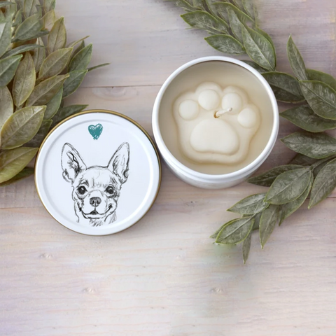 Chihuahua Paw Print Soy Candle - Dog Lover Gift