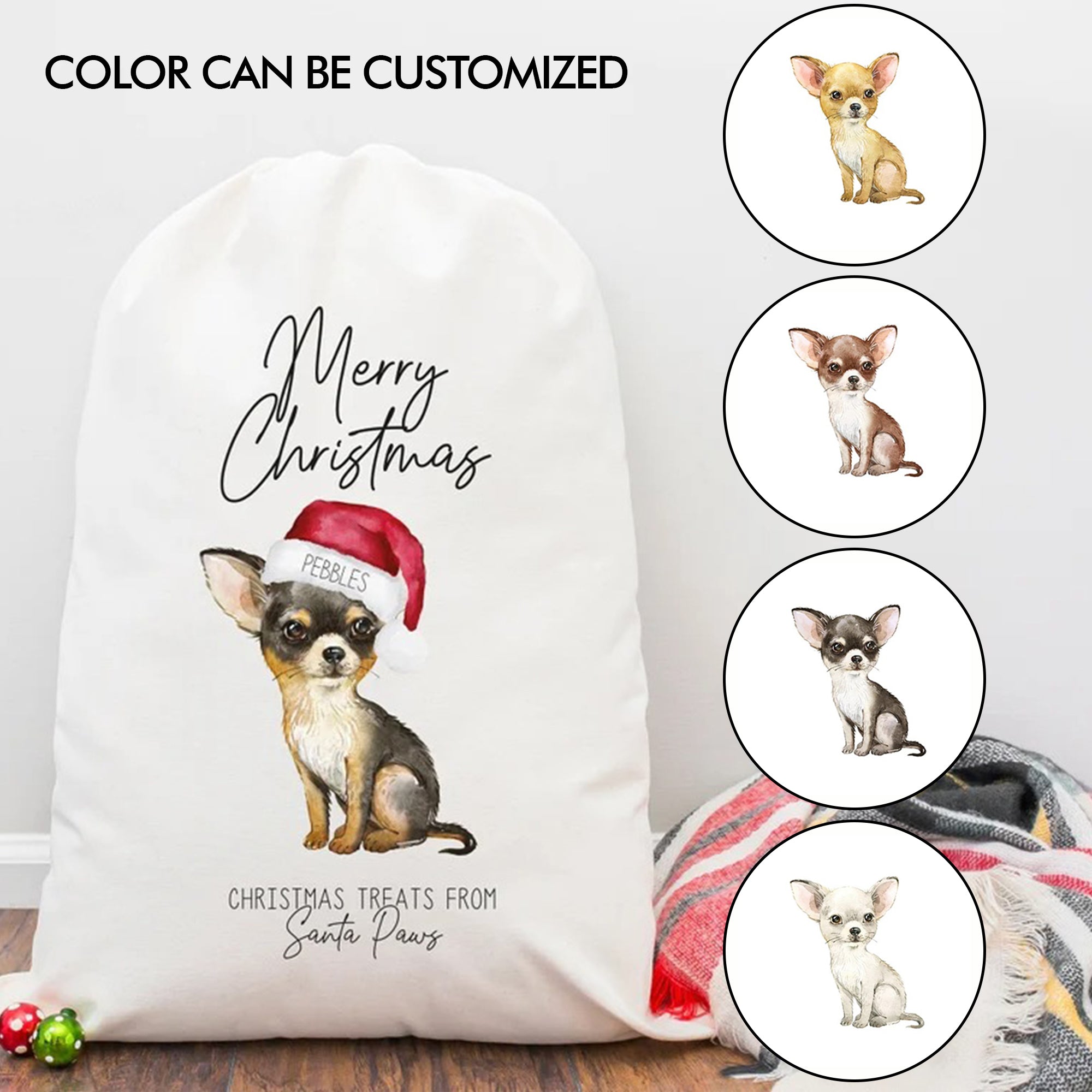 Personalized Chihuahua Christmas Treat Bag - Dog Treat Bag