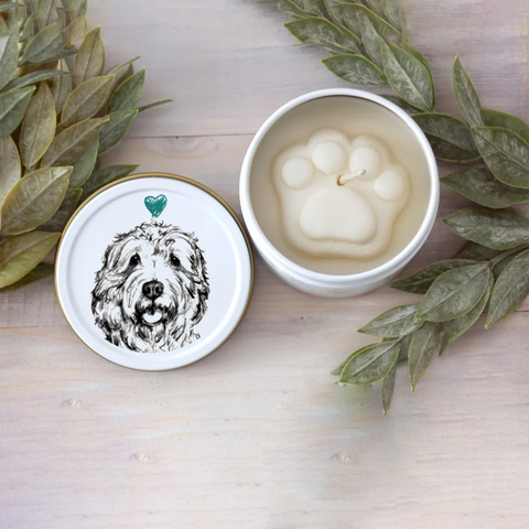 Goldendoodle Paw Print Soy Candle - Dog Lover Gift