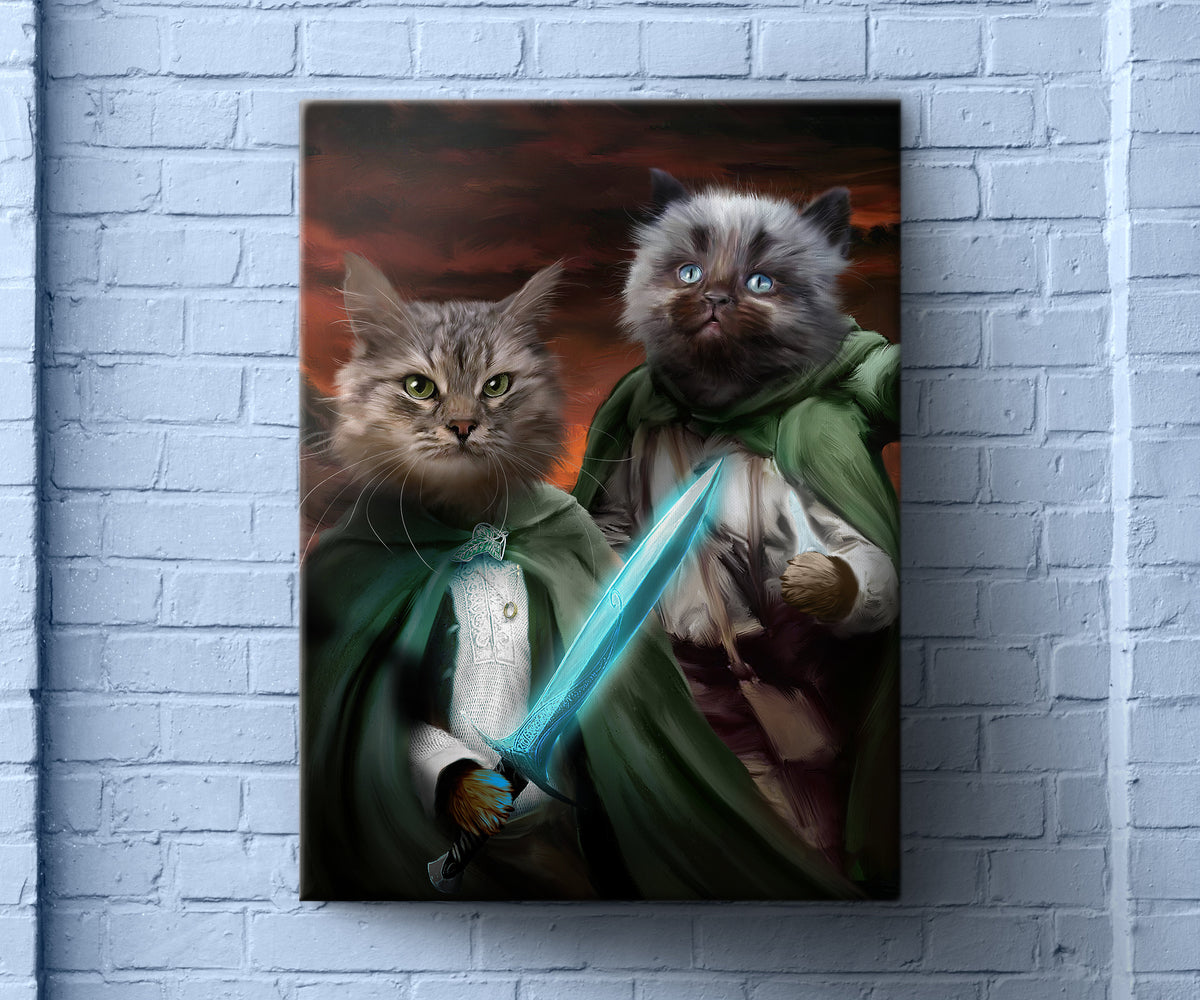 Frodo and Sam, Custom 2 Pets Portrait, Funny Pet Lover Gift