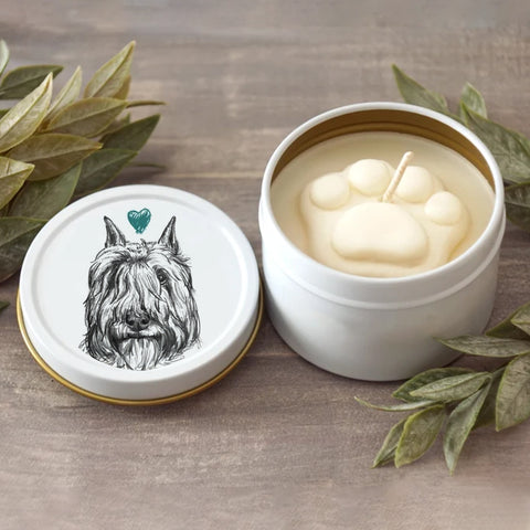 Bouvier Paw Print Soy Candle - Dog Lover Gift