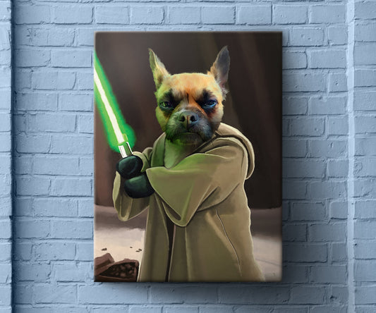 Custom Star Wars Pet Art, Yoda Jedi Mandalorian