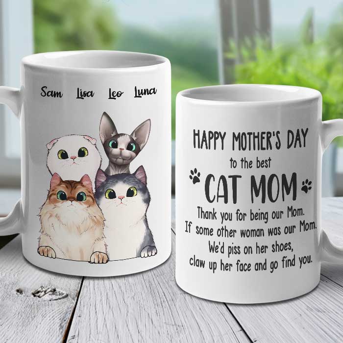 To The Best Cat Mom Thank You For Being Our Mom - Gift For Mother's Day - Personalized Mug