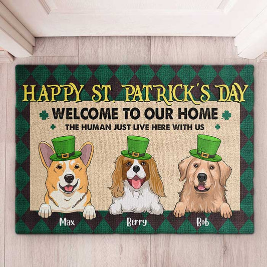 Happy St. Patrick's Day Welcome To Our Home - Gift For St. Patrick's Day, Personalized Decorative Mat