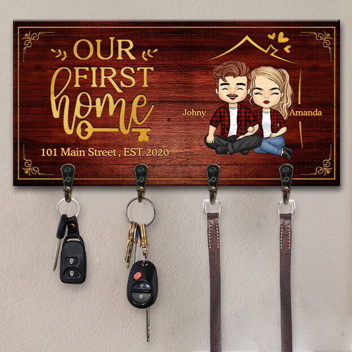 Our First Home - Personalized Key Hanger, Key Holder - Gift For Couples, Husband Wife