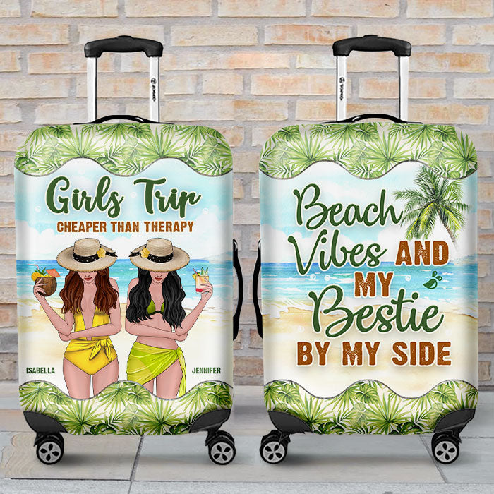 Beach Vibes & My Bestie By My Side - Gift For Bestie, Personalized Luggage Cover