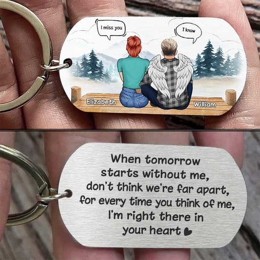 For Every Time You Think Of Me, I'm Right There In Your Heart - Personalized Keychain