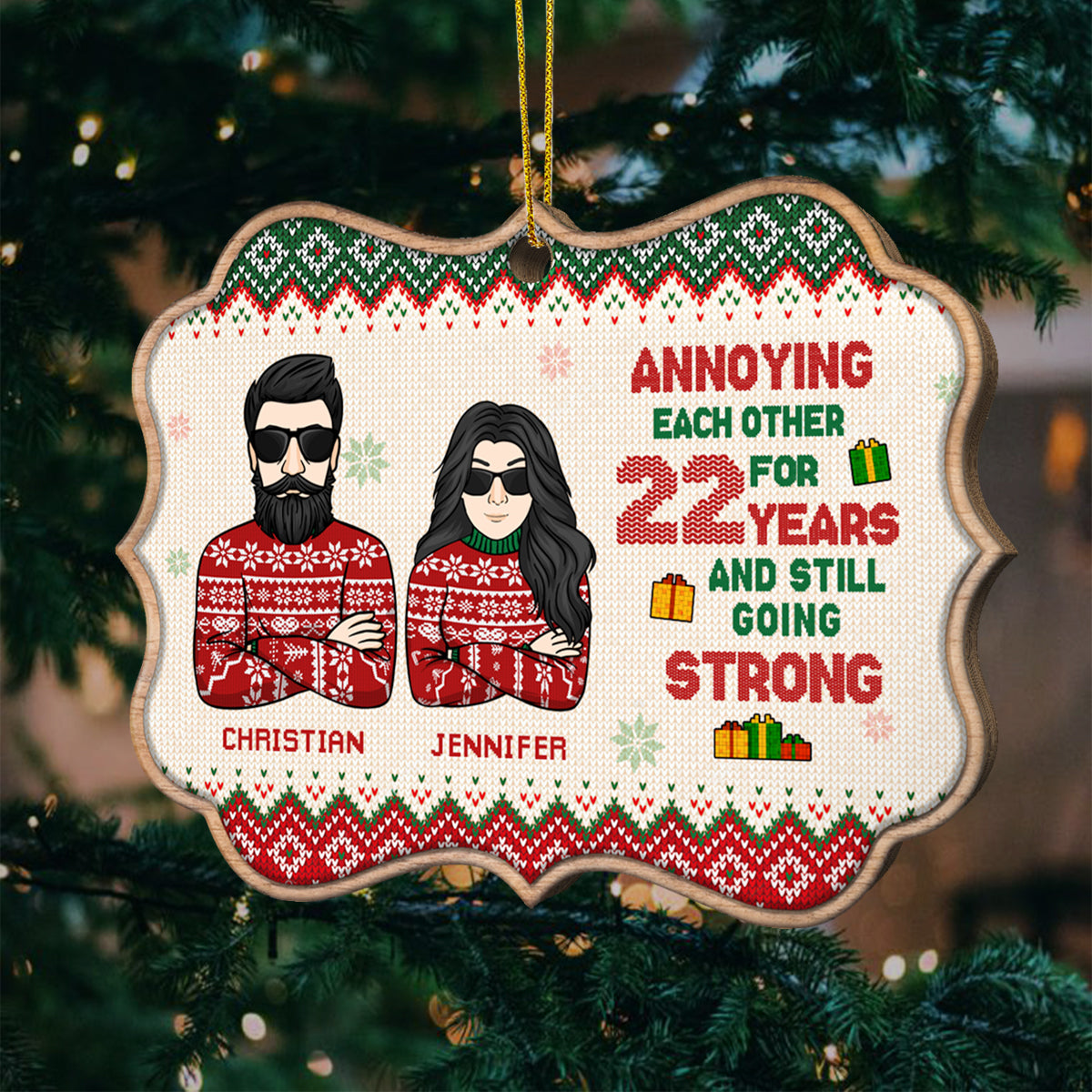 I Survived Many Years With Him And Nothing Can Scare Me - Gift For Couples, Husband Wife, Personalized Shaped Ornament