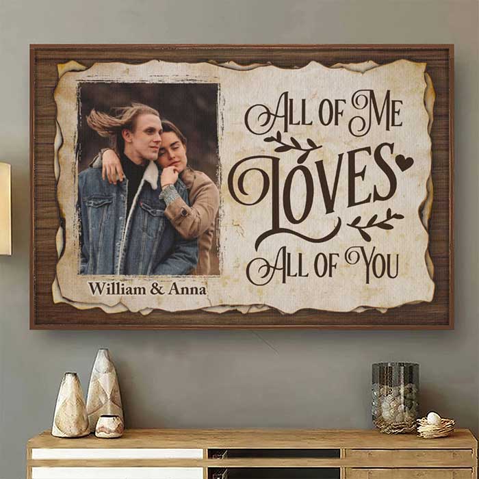 All Of Me Loves All Of You - Upload Image, Gift For Couples - Personalized Horizontal Poster