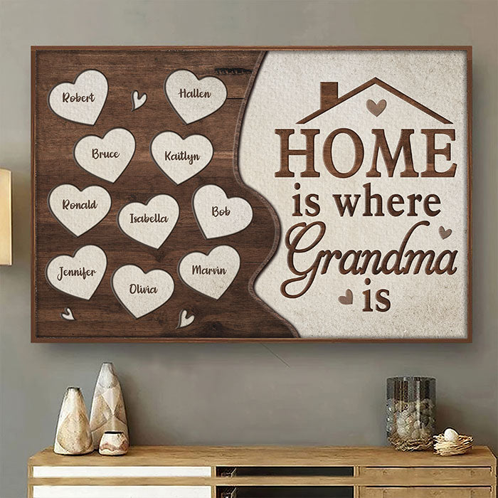 Home Is Where Mom Is - Gift For Mom, Grandma - Personalized Horizontal Poster