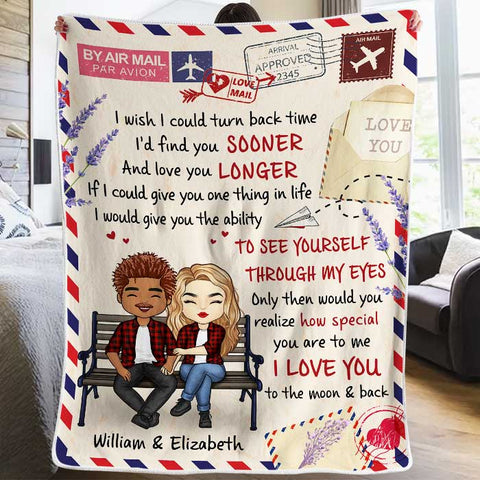 I Love You To The Moon And Back - Gift For Couples, Personalized Blanket