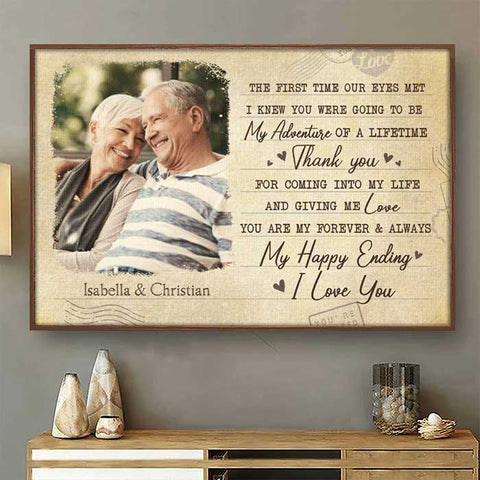 You Are My Happy Ending - Upload Image, Gift For Couples - Personalized Horizontal Poster