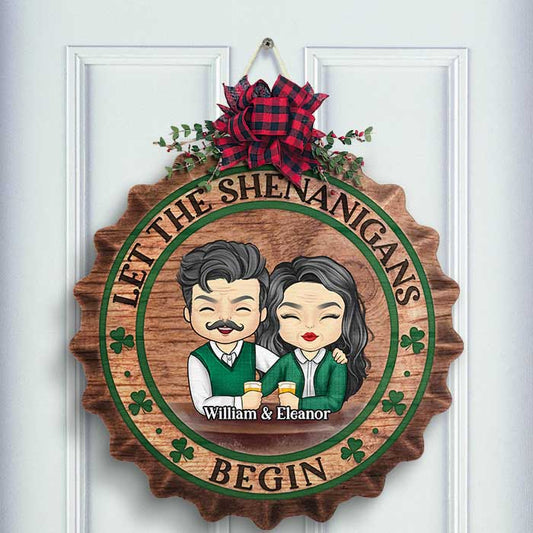 Let The Shenanigans Begin - Gift For Couples, Husband Wife, St. Patrick's Day, Personalized Shaped Wood Sign