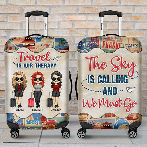The Sky Is Calling & We Must Go - Gift For Bestie - Personalized Luggage Cover