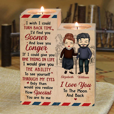 I Love You To The Moon And Back - Gift For Couples, Personalized Candle Holder