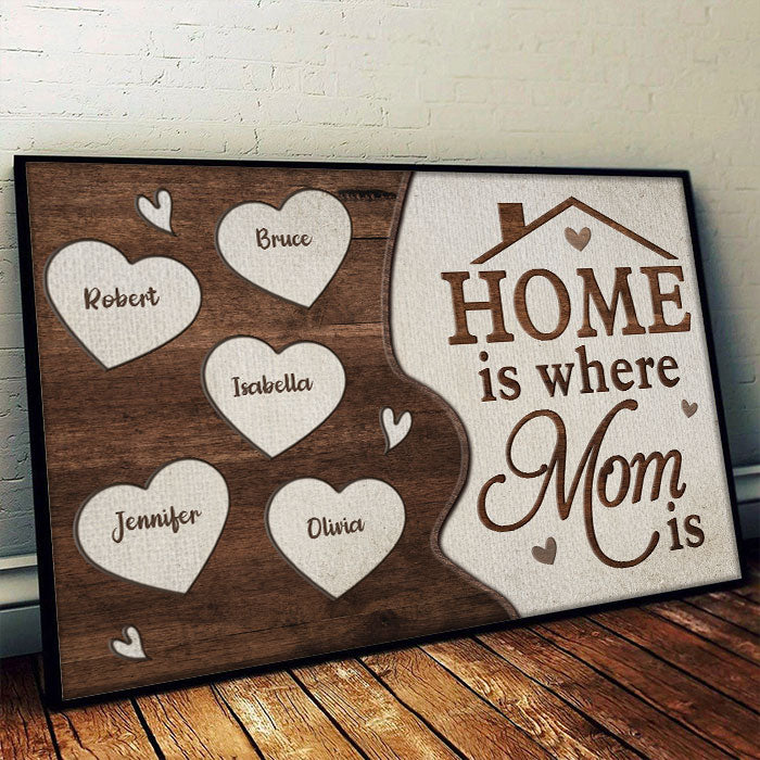 Home Is Where Mom Is - Gift For Mom, Grandma - Personalized Horizontal Poster