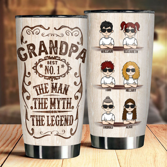 Best Number One Grandpa, The Man, The Myth, The Legend - Gift For Dad, Grandpa - Personalized Tumbler
