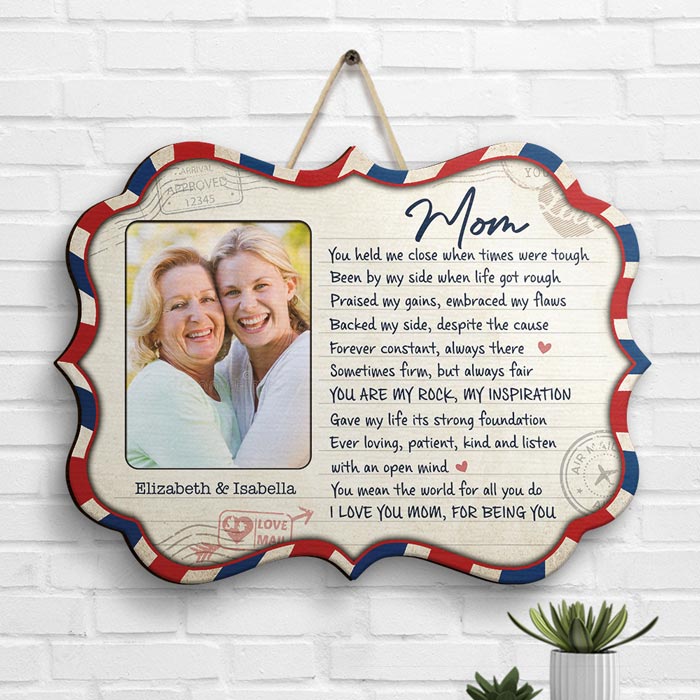 You're My Rock And My Inspiration - Upload Image, Gift For Mom, Personalized Shaped Wood Sign