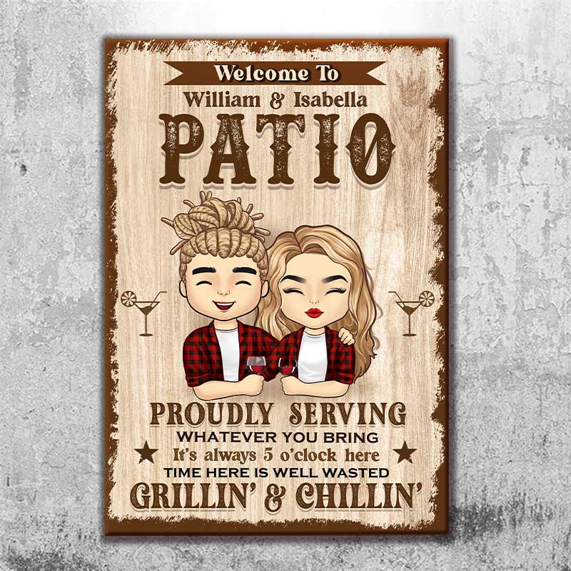 Welcome To Our Patio - Gift For Couples, Husband Wife, Personalized Metal Sign
