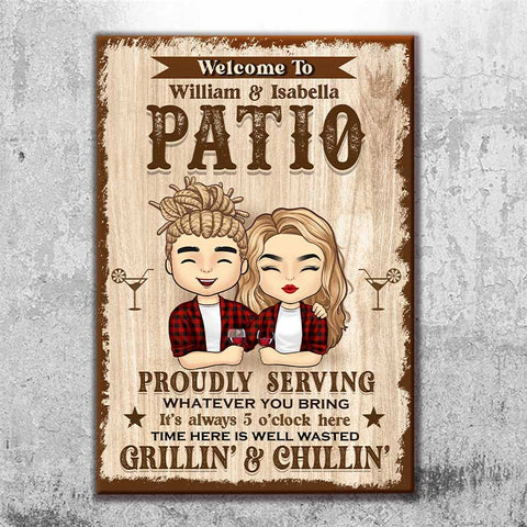Welcome To Our Patio - Gift For Couples, Husband Wife, Personalized Metal Sign