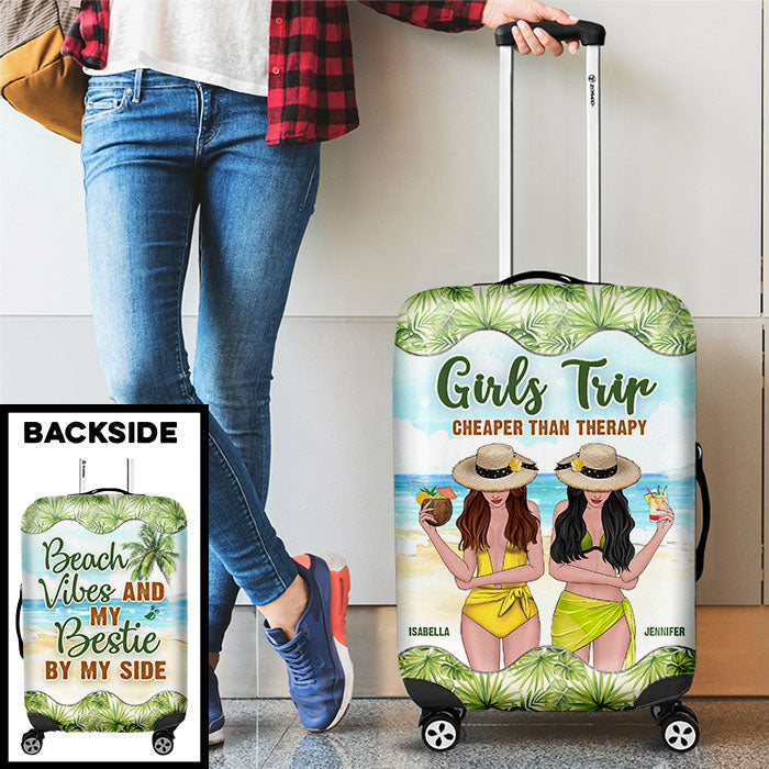 Beach Vibes & My Bestie By My Side - Gift For Bestie, Personalized Luggage Cover
