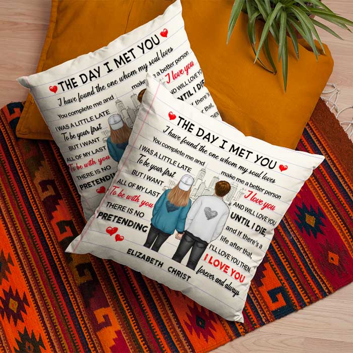The Day I Met You - Gift For Couples, Personalized Pillow (Insert Included)