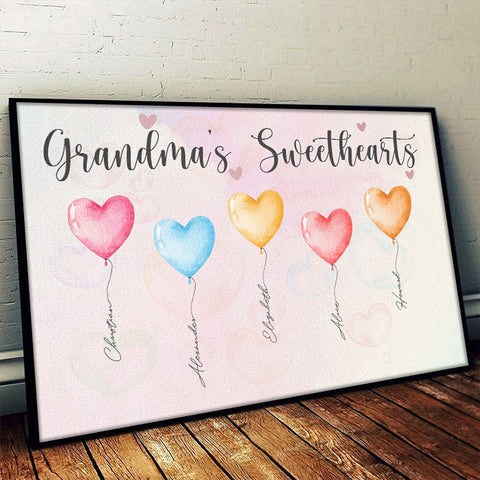 Grandma's Sweethearts - Gift For Grandma - Personalized Horizontal Poster