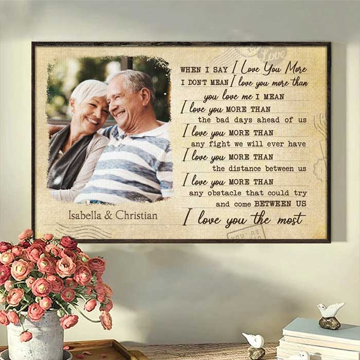 I Love You More Than The Distance Between Us - Upload Image, Gift For Couples - Personalized Horizontal Poster