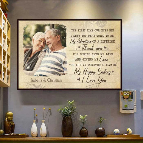You Are My Happy Ending - Upload Image, Gift For Couples - Personalized Horizontal Poster
