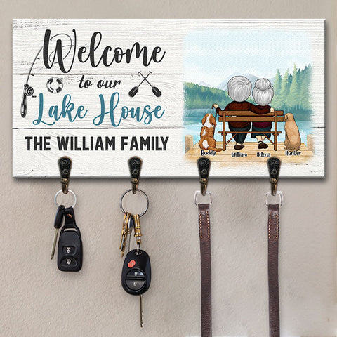 Welcome To Our Lake House - Personalized Key Hanger, Key Holder - Gift For Couples, Husband Wife