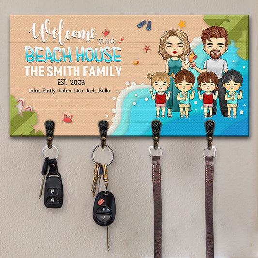 Welcome To Our Beach House - Personalized Key Hanger, Key Holder - Gift For Couples, Husband Wife