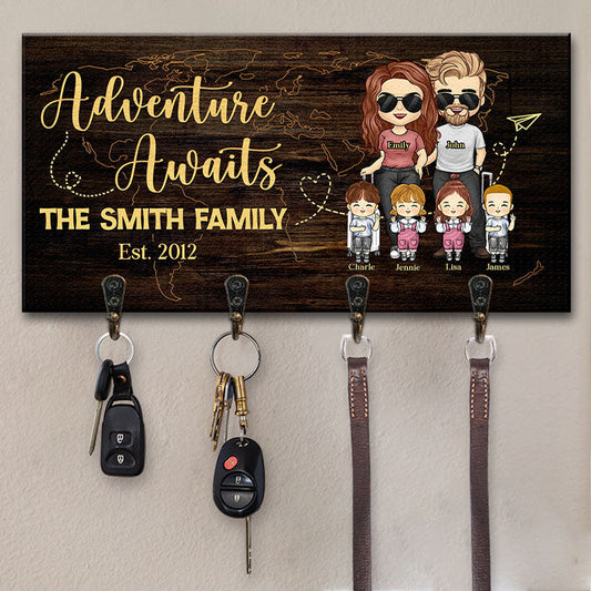 It's Time For A New Adventure - Personalized Key Hanger, Key Holder - Gift For Couples, Husband Wife