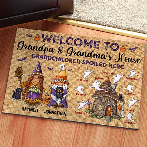 Grandchildren Spoiled Here On Halloween - Personalized Decorative Mat