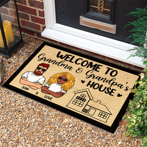 Welcome To Grandma and Grandpa's House - Personalized Decorative Mat