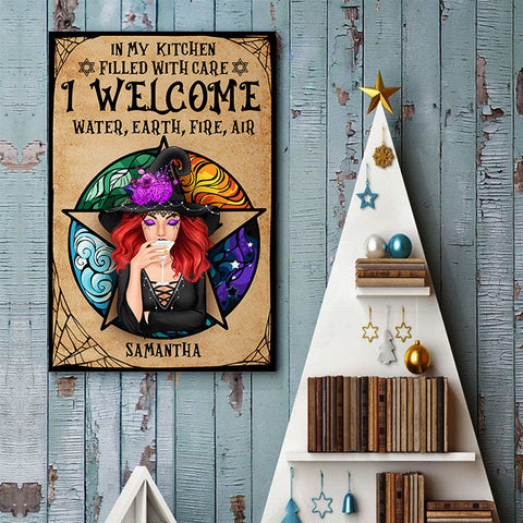 I Welcome Water, Earth, Fire And Air - Personalized Vertical Poster, Halloween Ideas.