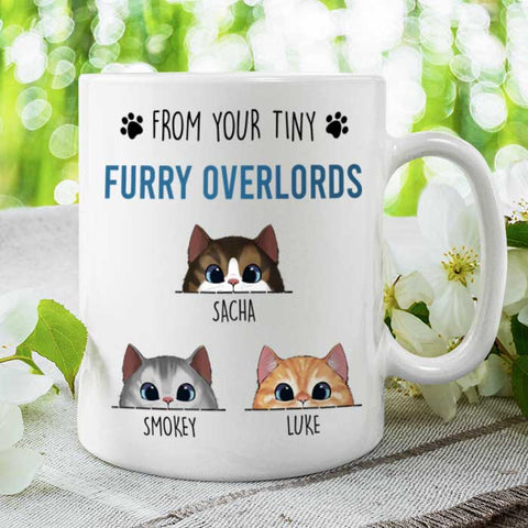 Happy Father's Day Human Servant - Gift for Dad, Funny Personalized Cat Dad Mug