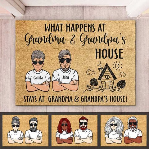 What Happens At Grandma & Grandpa's House - Personalized Decorative Mat
