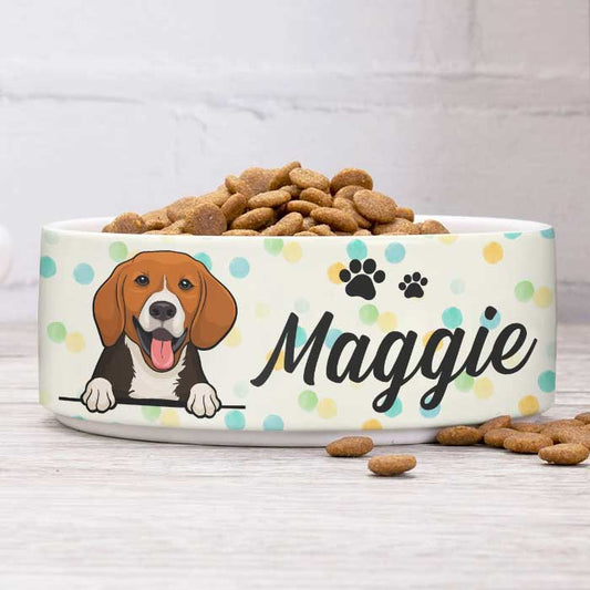 Colorful Dot, Gift For Dog Lovers - Personalized Custom Dog Bowls