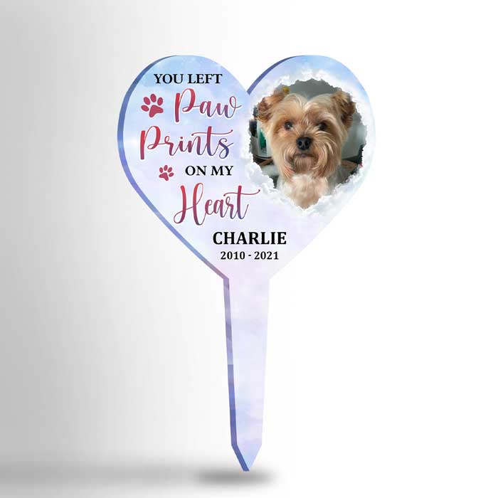You Left Paw Prints On Our Hearts - Personalized Custom Acrylic Garden Stake