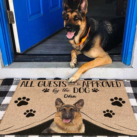 Upload Image All Guests Must Be Approved By The Dog - Funny Personalized Decorative Mat