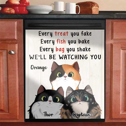 We'll Be Watching You Cats In The Kitchen - Personalized Dishwasher Cover