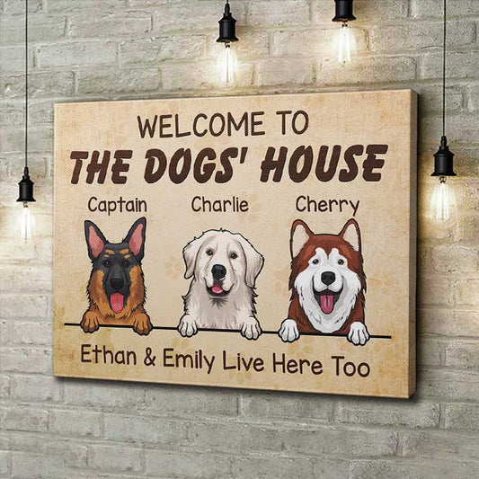 Welcome To The Dogs Home My Humans Live Here Too - Personalized Horizontal Canvas
