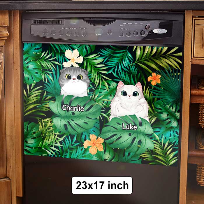 Cats In Tropical Garden - Personalized Dishwasher Cover