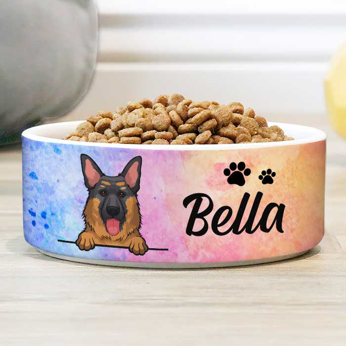 Galaxy Watercolor, Gift For Dog Lovers - Personalized Custom Dog Bowls