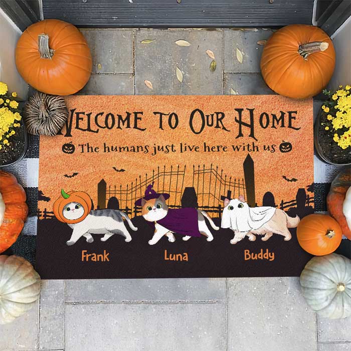 The Humans Just Live Here - Personalized Decorative Mat, Halloween Ideas.