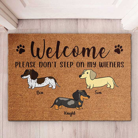 Welcome, Please Don't Step On My Wiener - Funny Personalized Decorative Mat