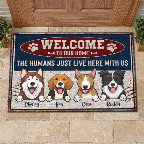 Welcome To Our Home Metal Sign Style - Funny Personalized Dog Decorative Mat