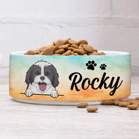 Beach Watercolor, Gift For Dog Lovers - Personalized Custom Dog Bowls