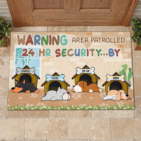 No Need To Knock We Know You're Here, Funny Sleeping Dogs - Funny Personalized Decorative Mat