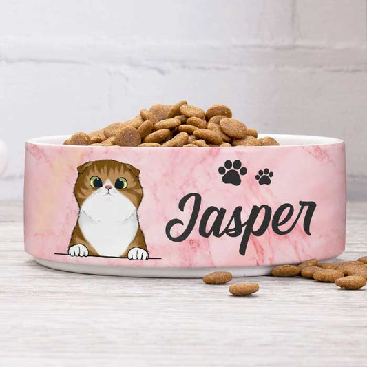 Pink White Green Blue, Gift For Cat Lovers - Personalized Custom Cat Bowls